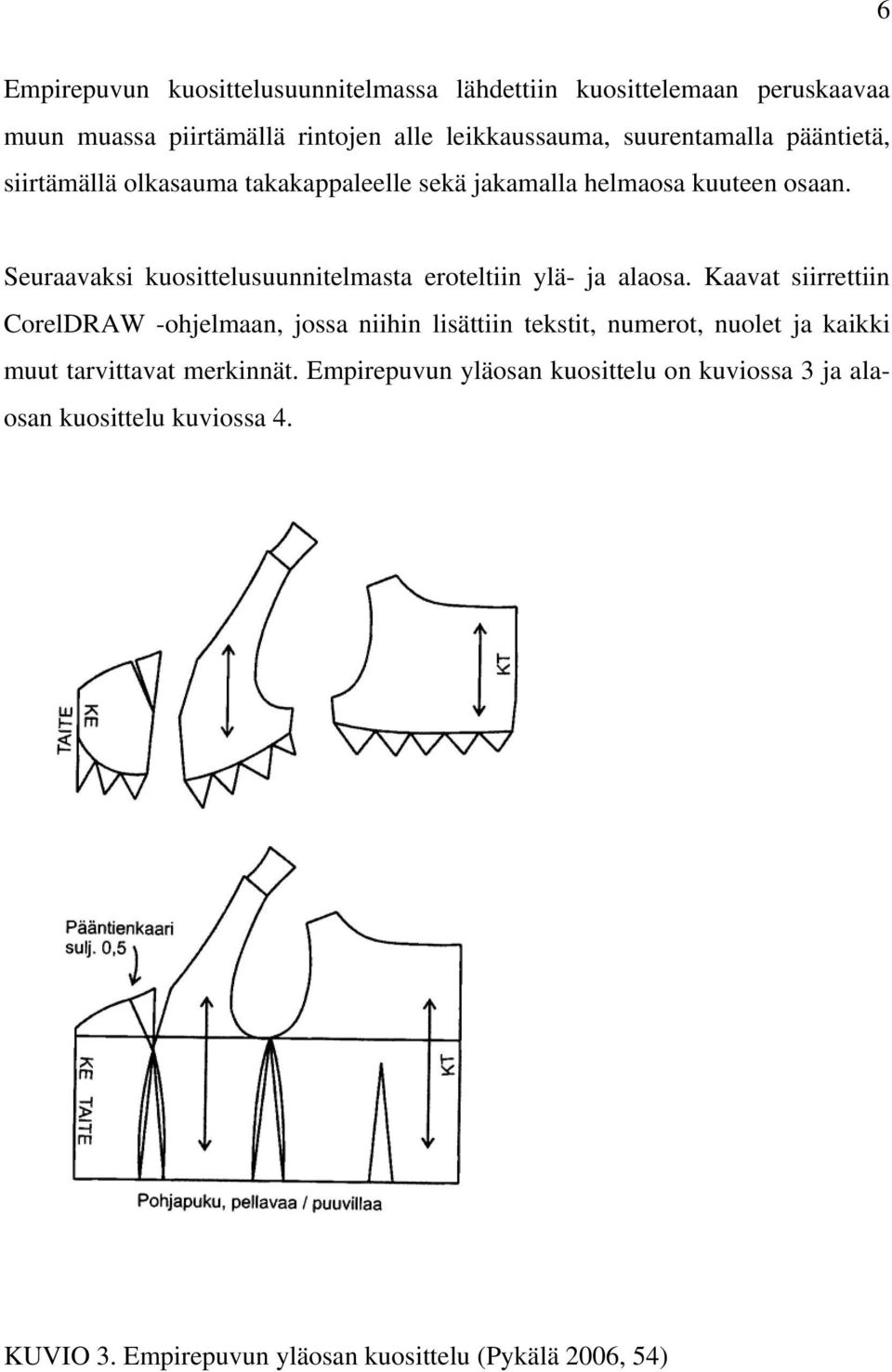 Seuraavaksi kuosittelusuunnitelmasta eroteltiin ylä- ja alaosa.