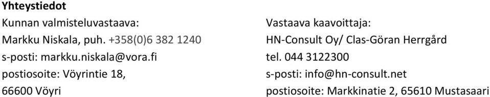 +358(0)6 382 1240 HN-Consult Oy/ Clas-Göran Herrgård s-posti: markku.