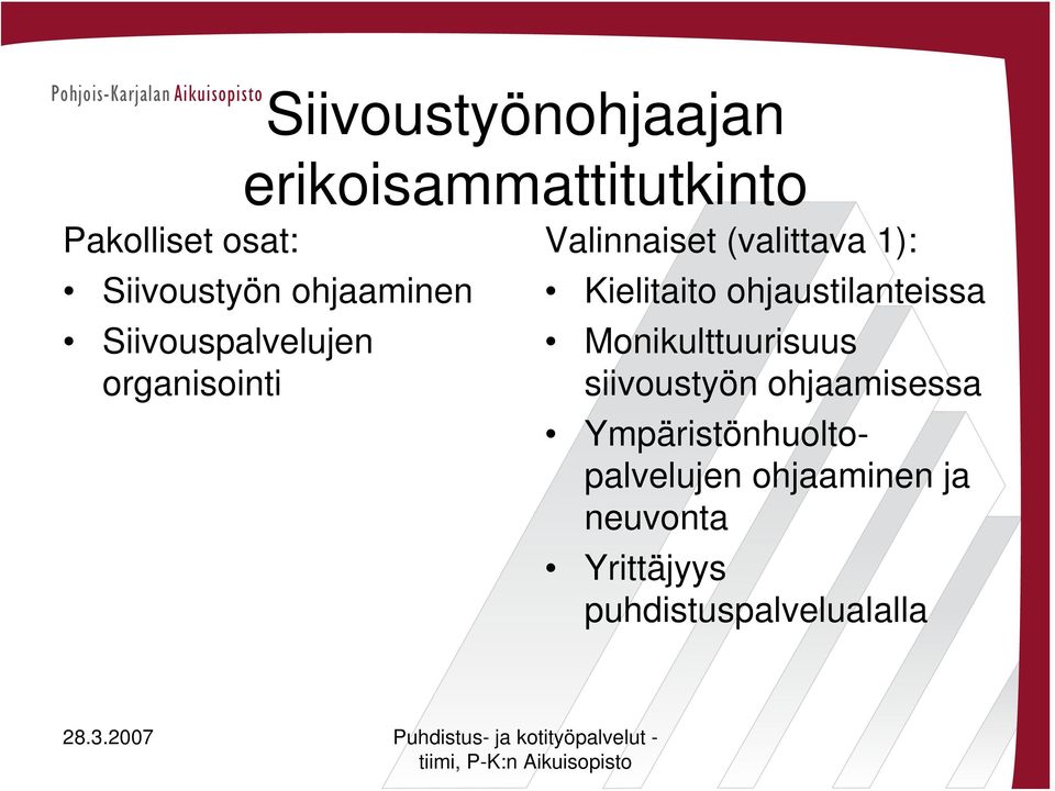 Kielitaito ohjaustilanteissa Monikulttuurisuus siivoustyön ohjaamisessa