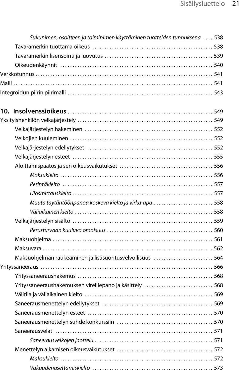 ................................................................................ 541 Integroidun piirin piirimalli........................................................... 543 10. Insolvenssioikeus.