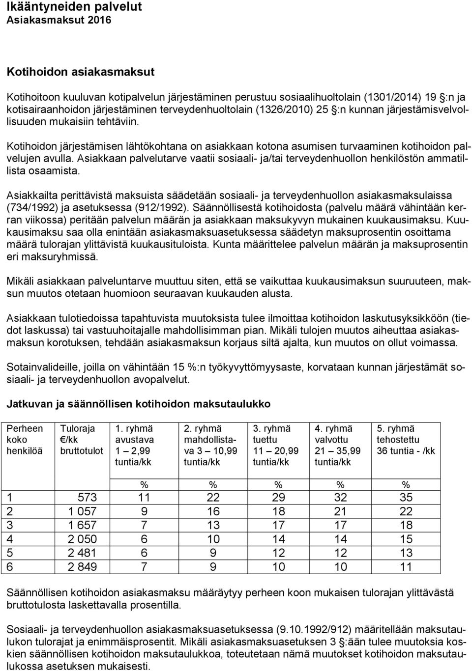 Asiakkaan palvelutarve vaatii sosiaali- ja/tai terveydenhuollon henkilöstön ammatillista osaamista. (734/1992) ja asetuksessa (912/1992).