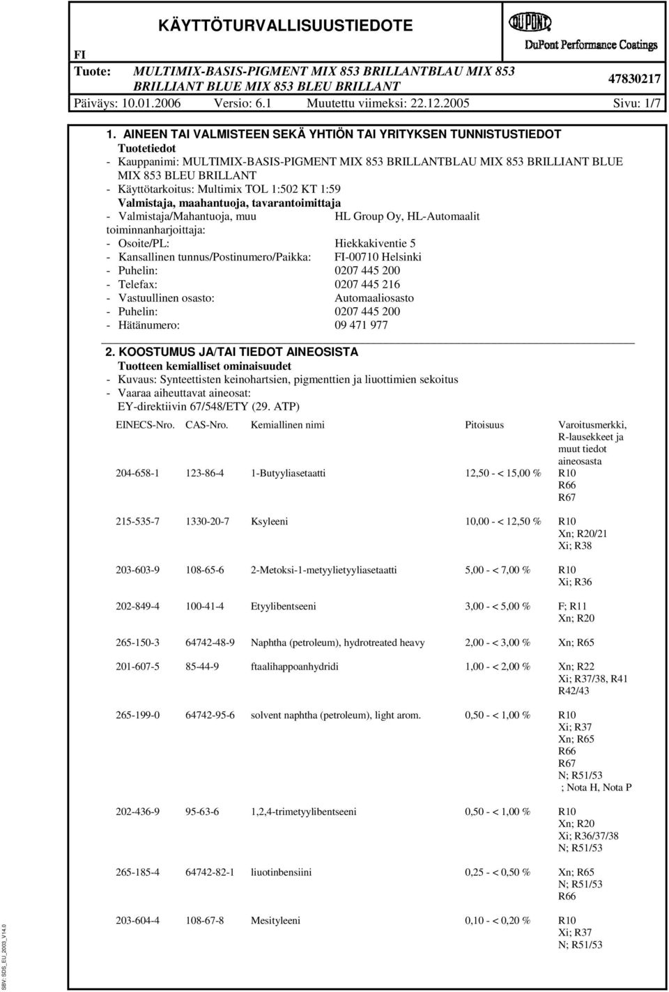 TOL 1:502 KT 1:59 Valmstaja, maahantuoja, tavarantomttaja - Valmstaja/Mahantuoja, muu HL Group Oy, HL-Automaalt tomnnanharjottaja: - Osote/PL: Hekkakvente 5 - Kansallnen tunnus/postnumero/pakka: