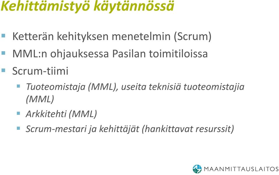 Tuoteomistaja (MML), useita teknisiä tuoteomistajia (MML)