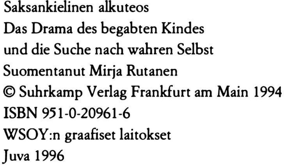 Mirja Rutanen Suhrkamp Verlag Frankfurt am Main