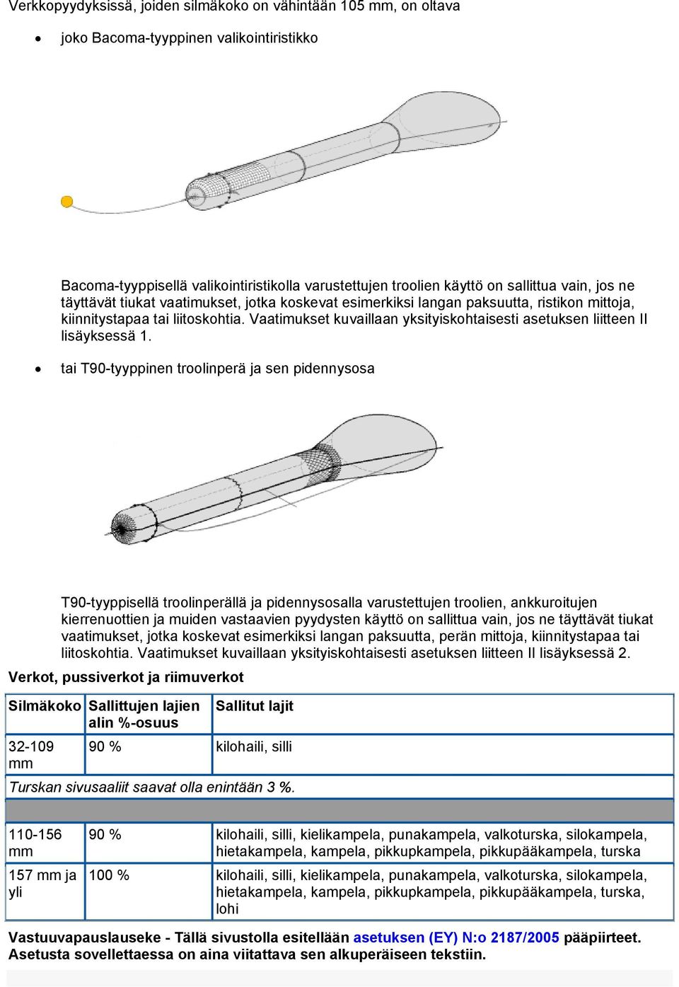 Vaatimukset kuvaillaan yksityiskohtaisesti asetuksen liitteen II lisäyksessä 1.