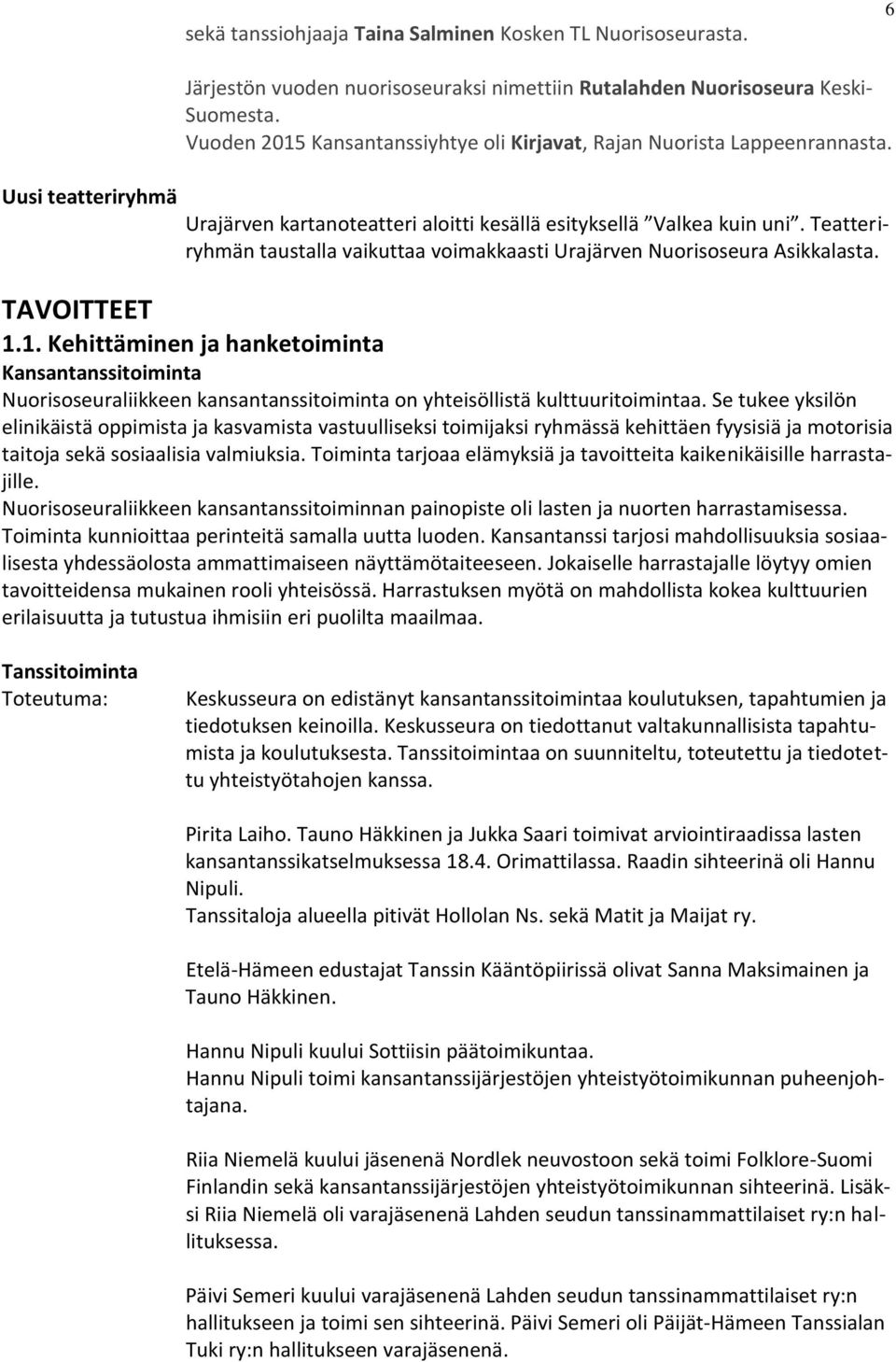 Teatteriryhmän taustalla vaikuttaa voimakkaasti Urajärven Nuorisoseura Asikkalasta. TAVOITTEET 1.