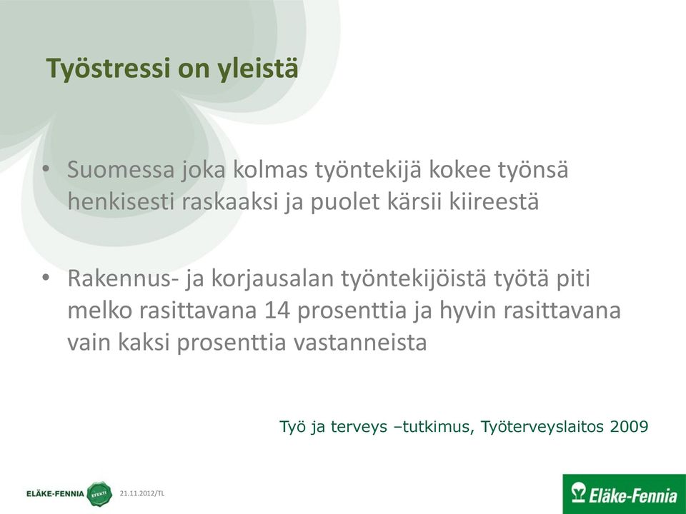 työntekijöistä työtä piti melko rasittavana 14 prosenttia ja hyvin