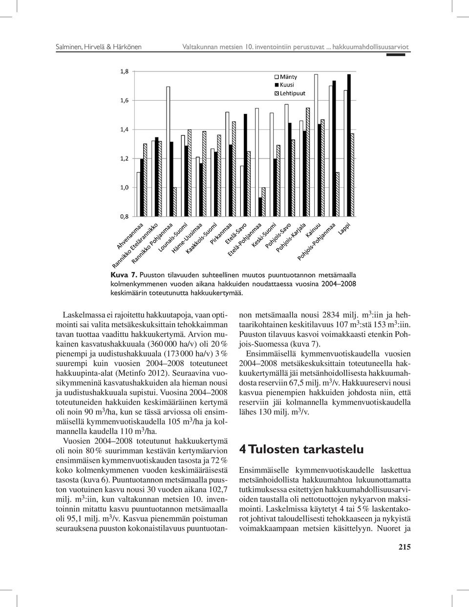 Laskelmassa ei rajoitettu hakkuutapoja, vaan optimointi sai valita metsäkeskuksittain tehokkaimman tavan tuottaa vaadittu hakkuukertymä.