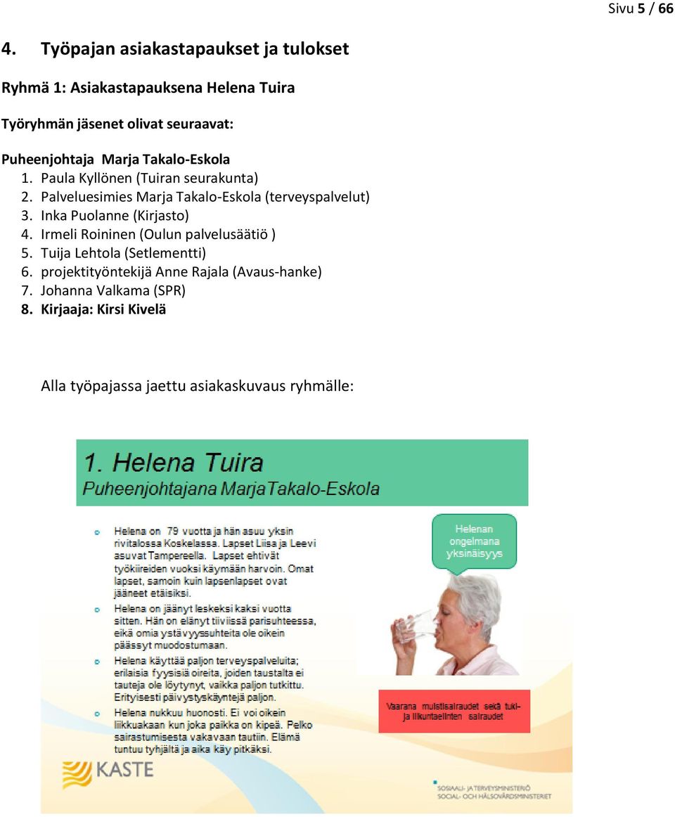 Puheenjohtaja Marja Takalo-Eskola 1. Paula Kyllönen (Tuiran seurakunta) 2.
