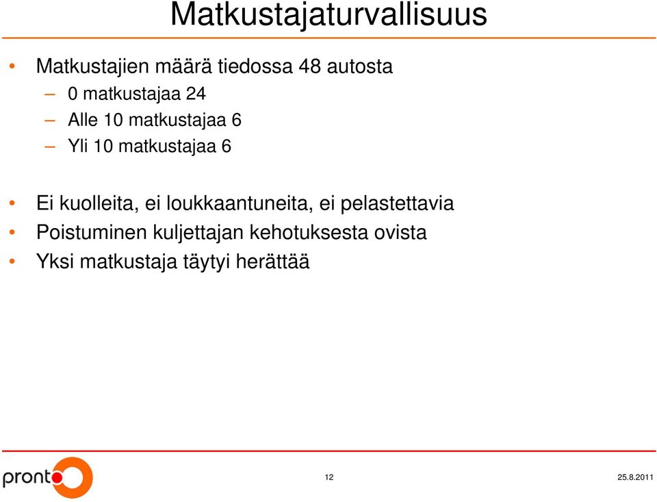 kuolleita, ei loukkaantuneita, ei pelastettavia Poistuminen