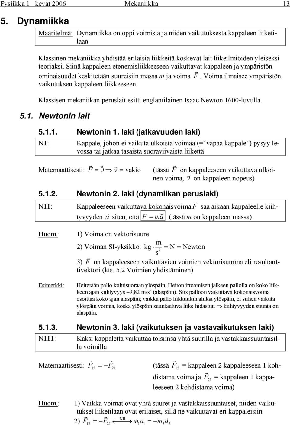 Klaien eaniian peulait eitti englantilainen Iaac Newton 600-luvulla. 5.. Newtonin 