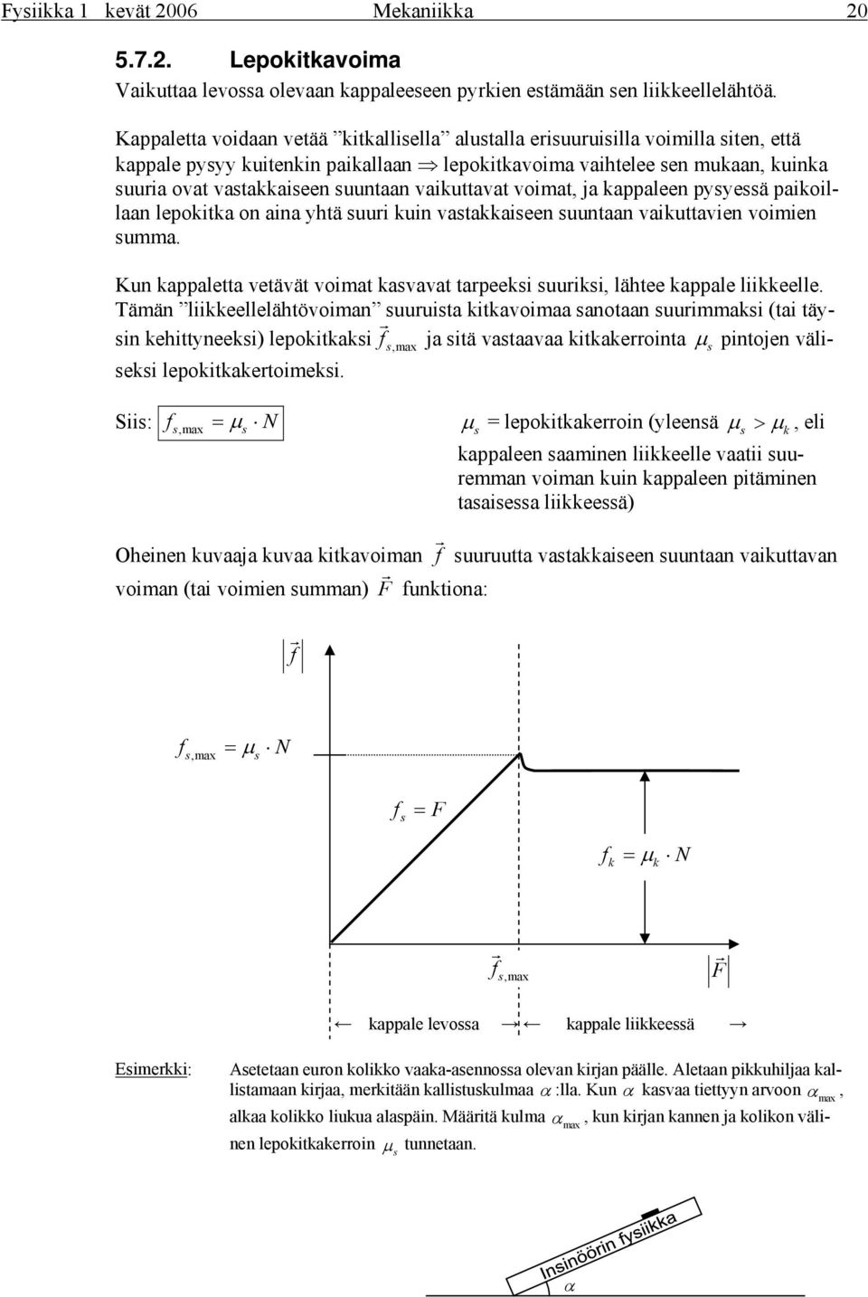 pyyeä paioillaan lepoita on aina yhtä uui uin vataaieen uuntaan vaiuttavien voiien ua. Kun appaletta vetävät voiat avavat tapeei uuii, lähtee appale liieelle.