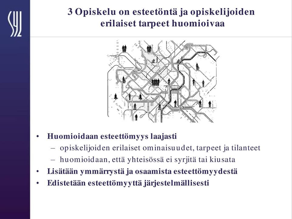 tarpeet ja tilanteet huomioidaan, että yhteisössä ei syrjitä tai kiusata