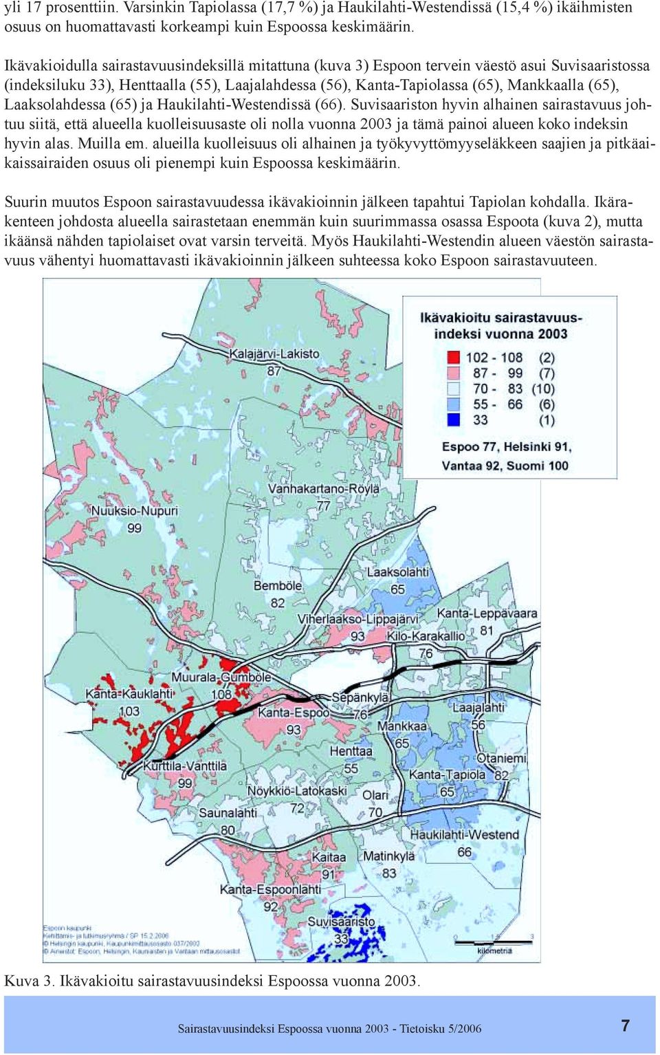 Laaksolahdessa (65) ja Haukilahti-Westendissä (66).