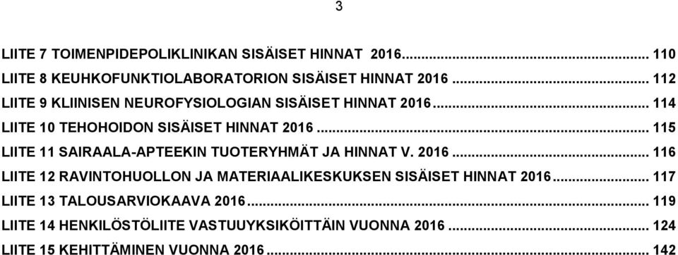 .. 115 LIITE 11 SAIRAALA-APTEEKIN TUOTERYHMÄT JA HINNAT V. 2016.
