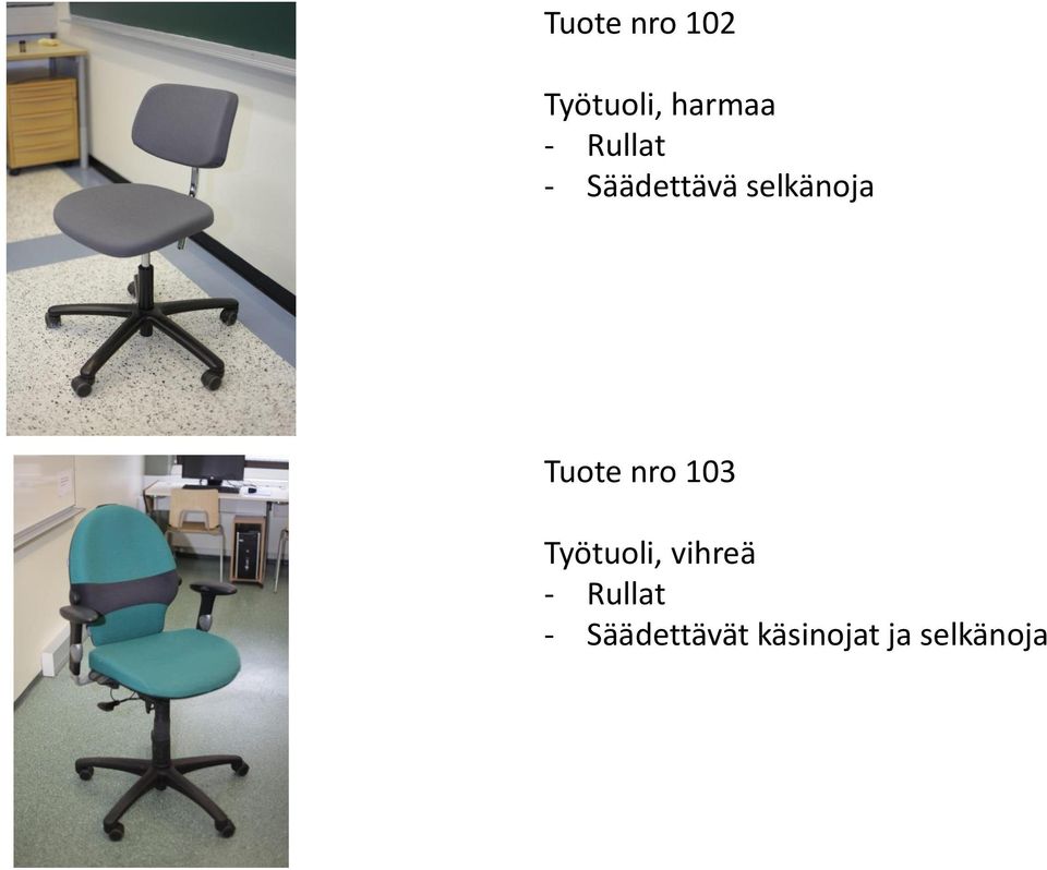 Tuote nro 103 Työtuoli, vihreä -