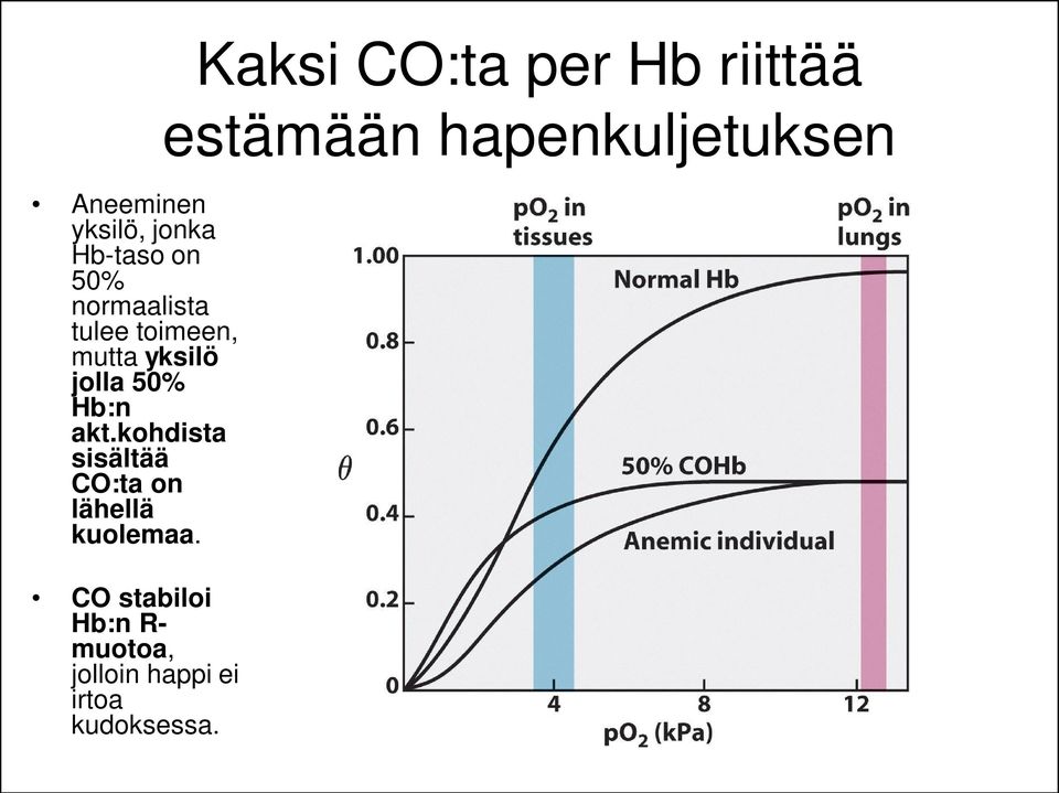 kohdista sisältää CO:ta on lähellä kuolemaa.