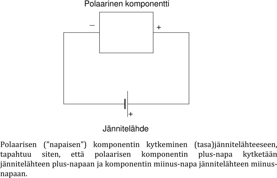 siten, että polaarisen komponentin plus-napa kytketään