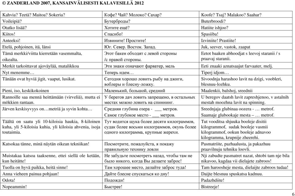 Этот бакен обходят с левой стороны /с правой стороны. Eetot baaken abhoodjat s leevoj staranii / s praavaj staranii.