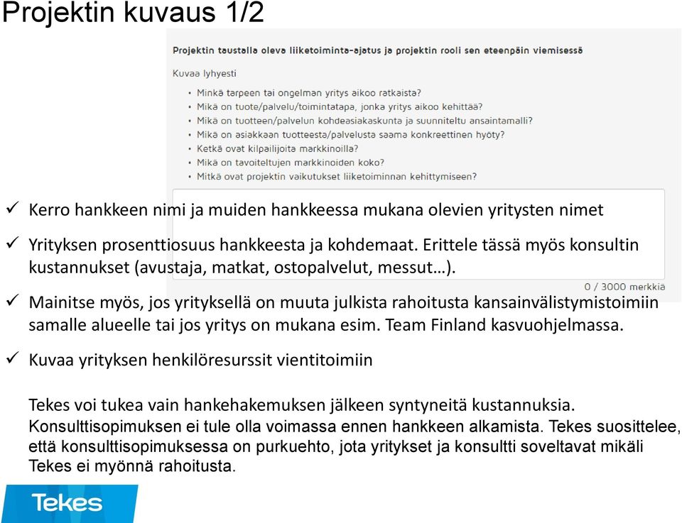 Mainitse myös, jos yrityksellä on muuta julkista rahoitusta kansainvälistymistoimiin samalle alueelle tai jos yritys on mukana esim. Team Finland kasvuohjelmassa.