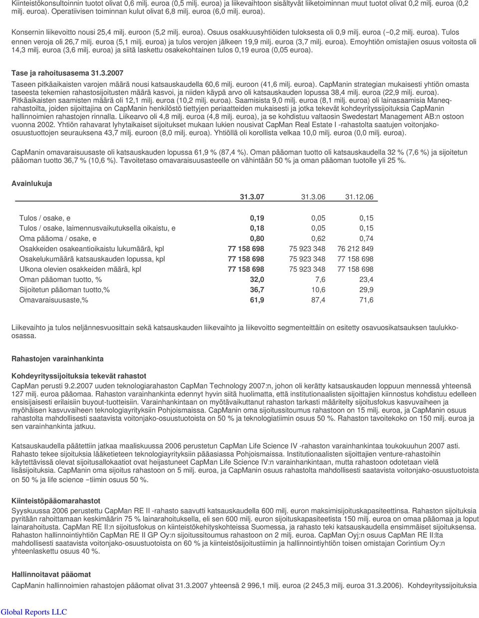 euroa (5,1 milj. euroa) ja tulos verojen jälkeen 19,9 milj. euroa (3,7 milj. euroa). Emoyhtiön omistajien osuus voitosta oli 14,3 milj. euroa (3,6 milj.