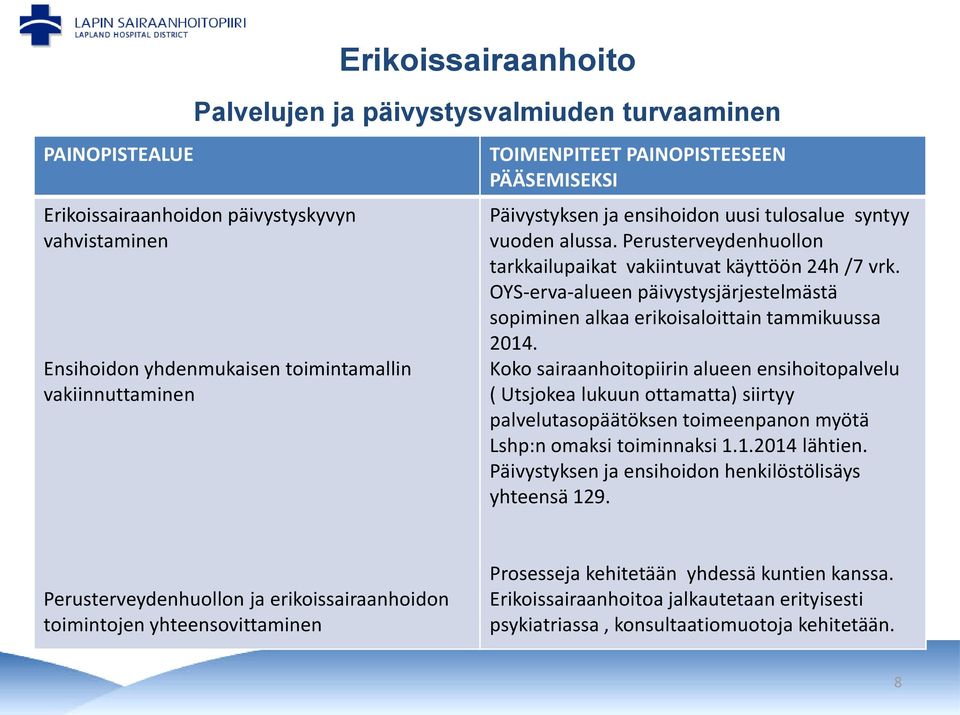 OYS-erva-alueen päivystysjärjestelmästä sopiminen alkaa erikoisaloittain tammikuussa 2014.