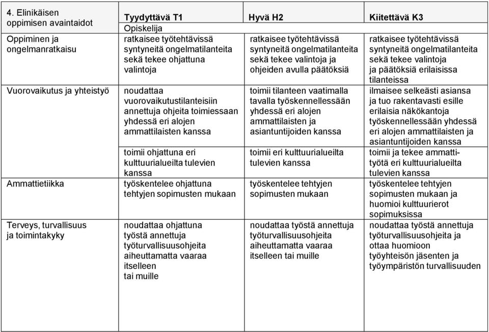 avulla päätöksiä ja päätöksiä erilaisissa noudattaa vuorovaikutustilanteisiin annettuja ohjeita toimiessaan yhdessä eri alojen ammattilaisten kanssa toimii ohjattuna eri kulttuurialueilta tulevien