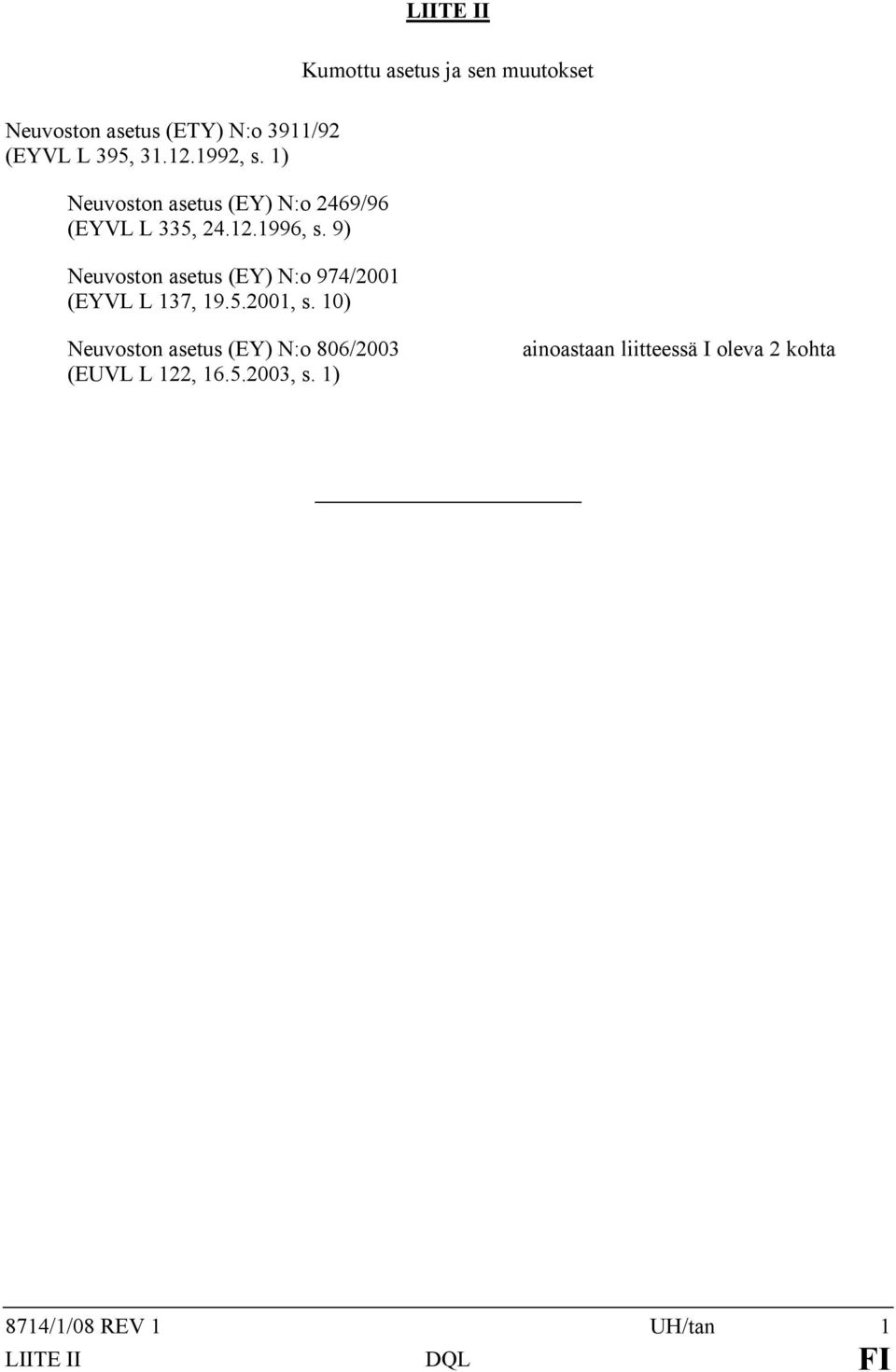 9) Neuvoston asetus (EY) N:o 974/2001 (EYVL L 137, 19.5.2001, s.