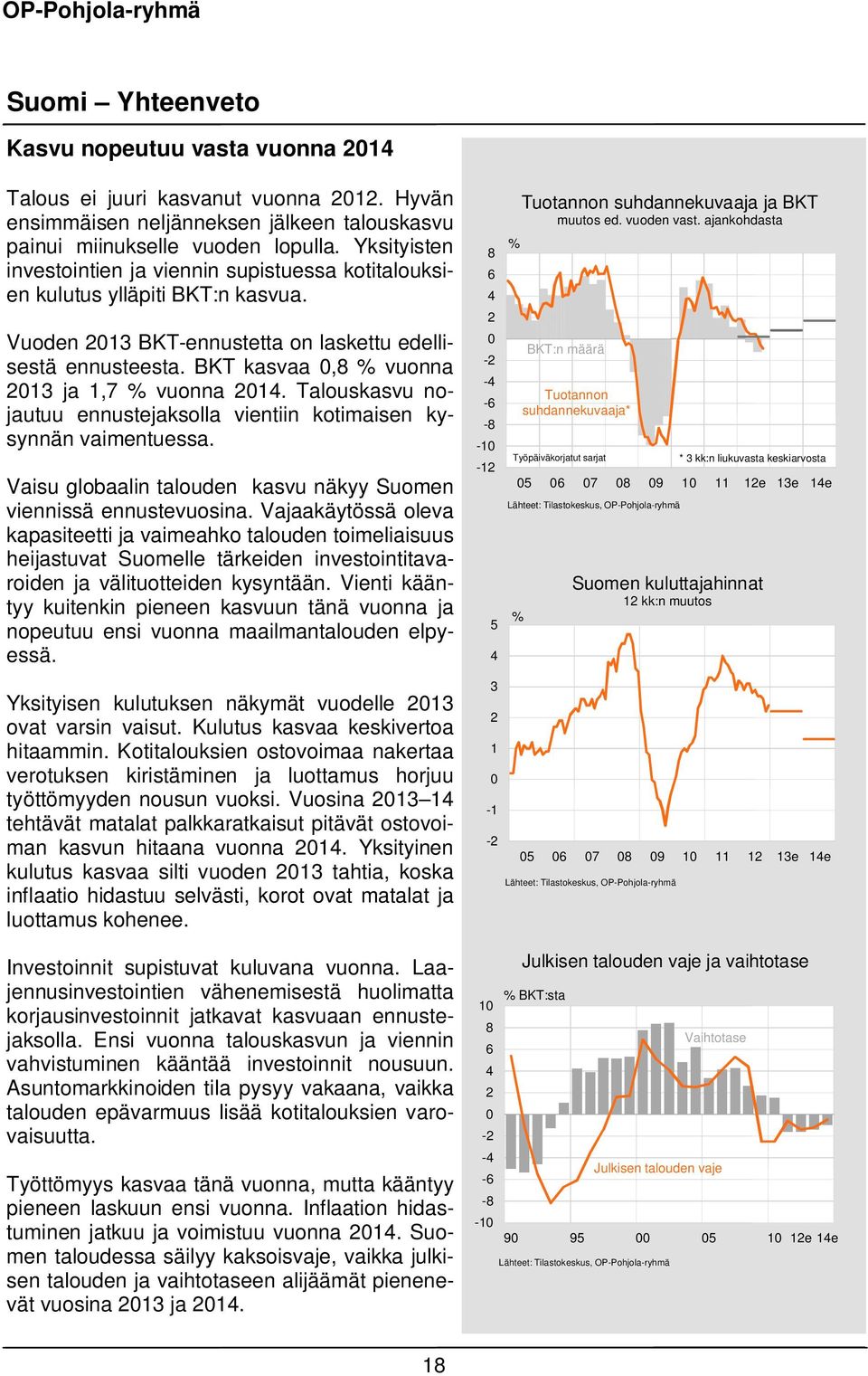 Talouskasvu nojautuu ennustejaksolla vientiin kotimaisen kysynnän vaimentuessa. Vaisu globaalin talouden kasvu näkyy Suomen viennissä ennustevuosina.
