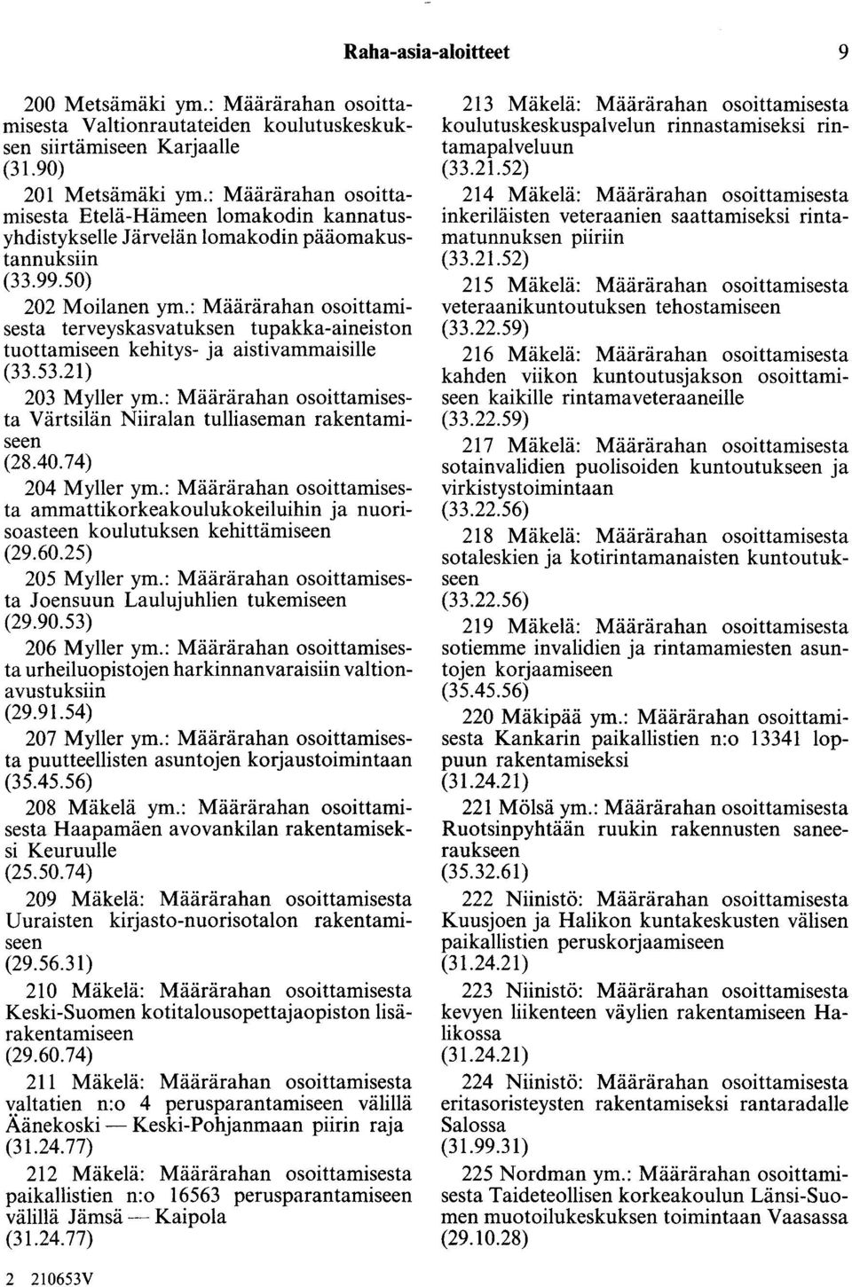 : Määrärahan osoittamisesta terveyskasvatuksen tupakka-aineiston tuottamiseen kehitys- ja aistivammaisille (33.53.21) 203 Myller ym.