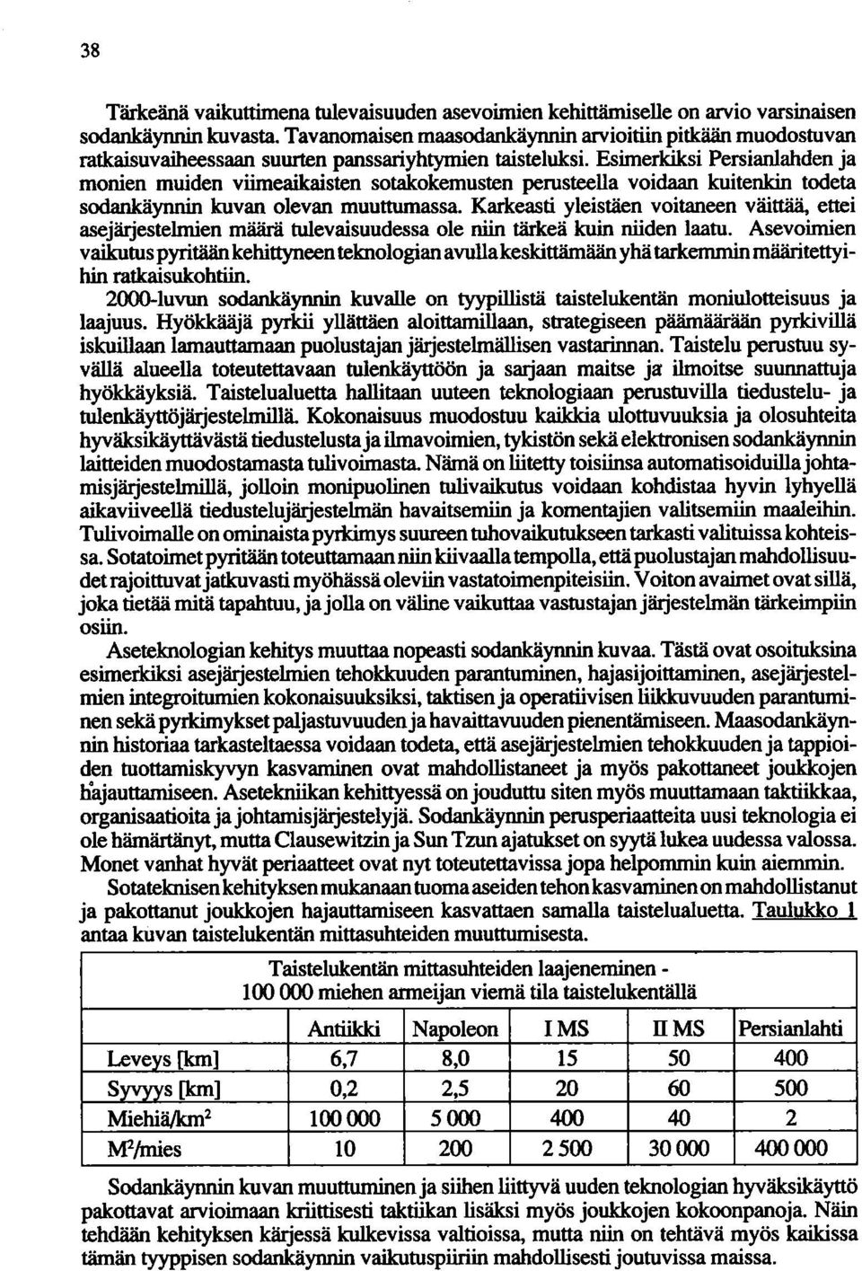 Esimerkiksi Persianlahden ja monien muiden viimeaikaisten sotakokemusten perusteella voidaan kuitenkin todeta sodankäynnin kuvan olevan muuttumassa.