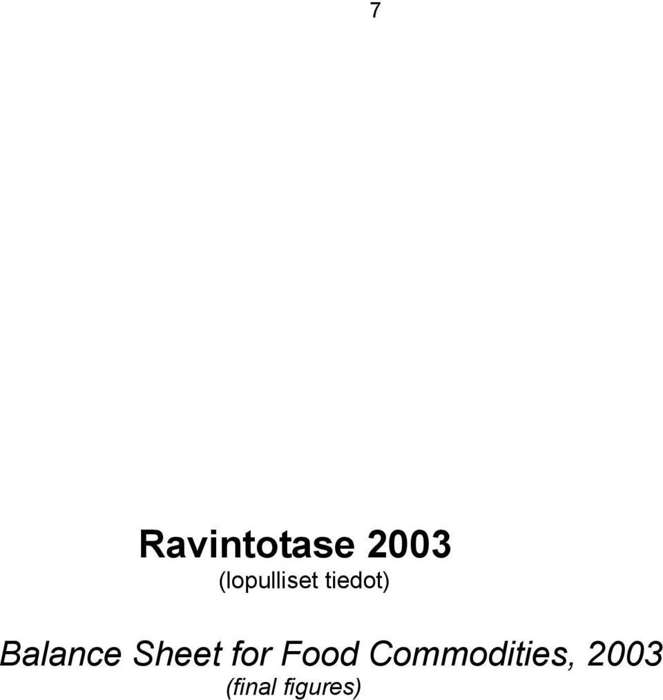 Balance Sheet for Food
