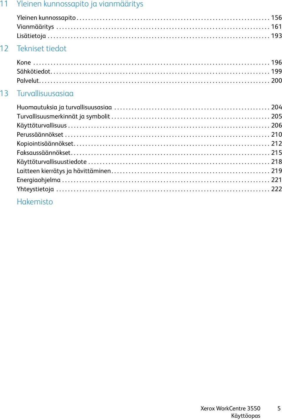 ........................................................................... 199 Palvelut................................................................................ 200 13 Turvallisuusasiaa Huomautuksia ja turvallisuusasiaa.