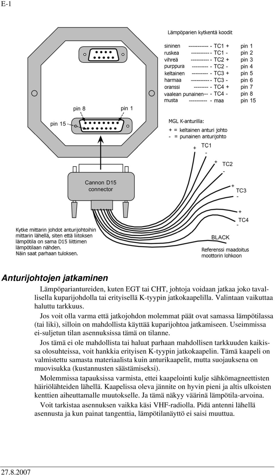 Useimmissa ei-suljetun tilan asennuksissa tämä on tilanne. Jos tämä ei ole mahdollista tai haluat parhaan mahdollisen tarkkuuden kaikissa olosuhteissa, voit hankkia erityisen K-tyypin jatkokaapelin.