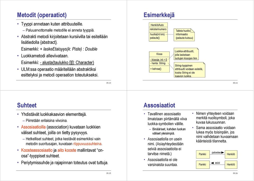 Esimerkki: - alusta(taulukko [][]: Character) ULM:ssa operaatio määritellään abstraktiksi esittelyksi ja metodi operaation toteutukseksi.