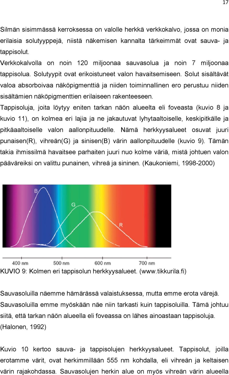 Solut sisältävät valoa absorboivaa näköpigmenttiä ja niiden toiminnallinen ero perustuu niiden sisältämien näköpigmenttien erilaiseen rakenteeseen.