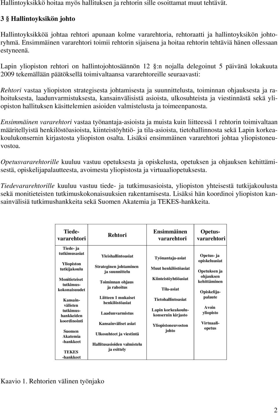 Ensimmäinen vararehtori toimii rehtorin sijaisena ja hoitaa rehtorin tehtäviä hänen ollessaan estyneenä.