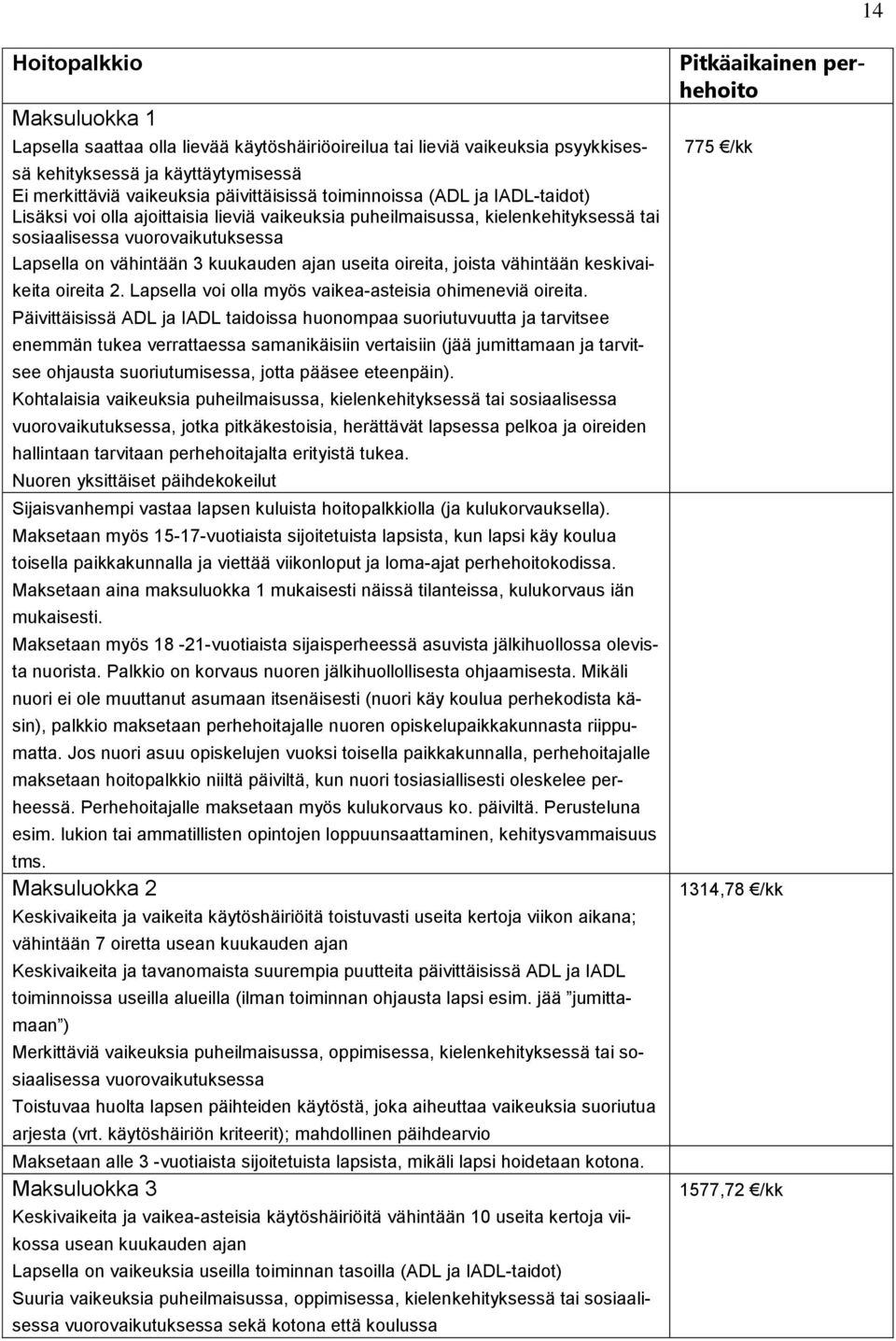 oireita, joista vähintään keskivaikeita oireita 2. Lapsella voi olla myös vaikea-asteisia ohimeneviä oireita.