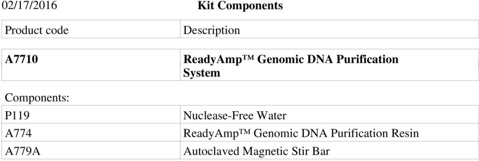 Genomic DNA Purification System Nuclease-Free Water