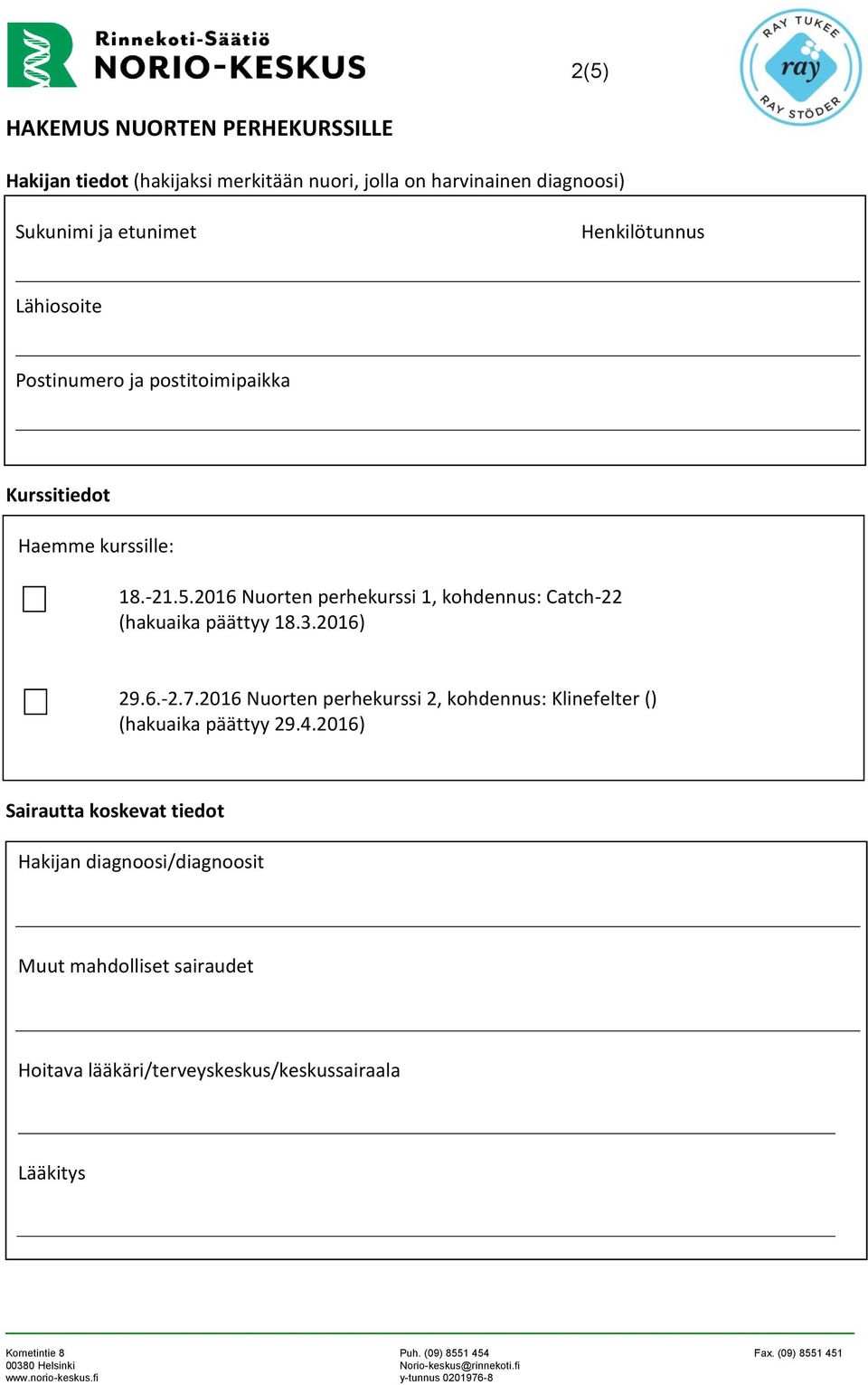 2016 Nuorten perhekurssi 1, kohdennus: Catch-22 (hakuaika päättyy 18.3.2016) 29.6.-2.7.