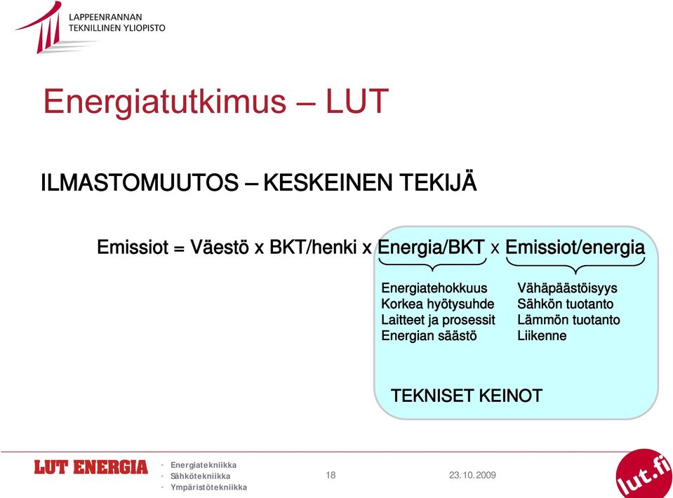 Energiatehokkuus Korkea hyötysuhde Laitteet ja prosessit Energian