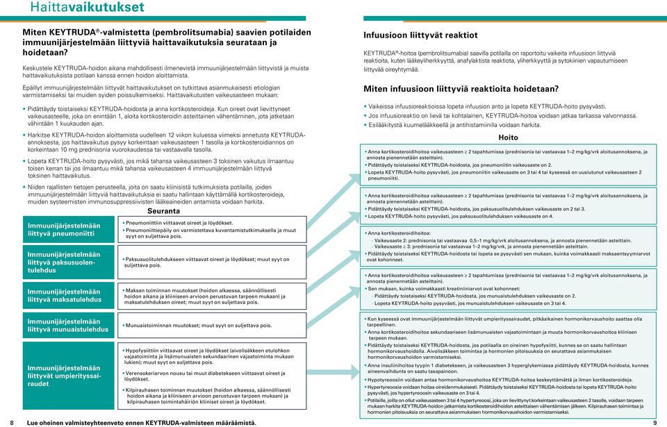 Epäillyt immuunijärjestelmään liittyvät haittavaikutukset on tutkittava asianmukaisesti etiologian varmistamiseksi tai muiden syiden poissulkemiseksi.