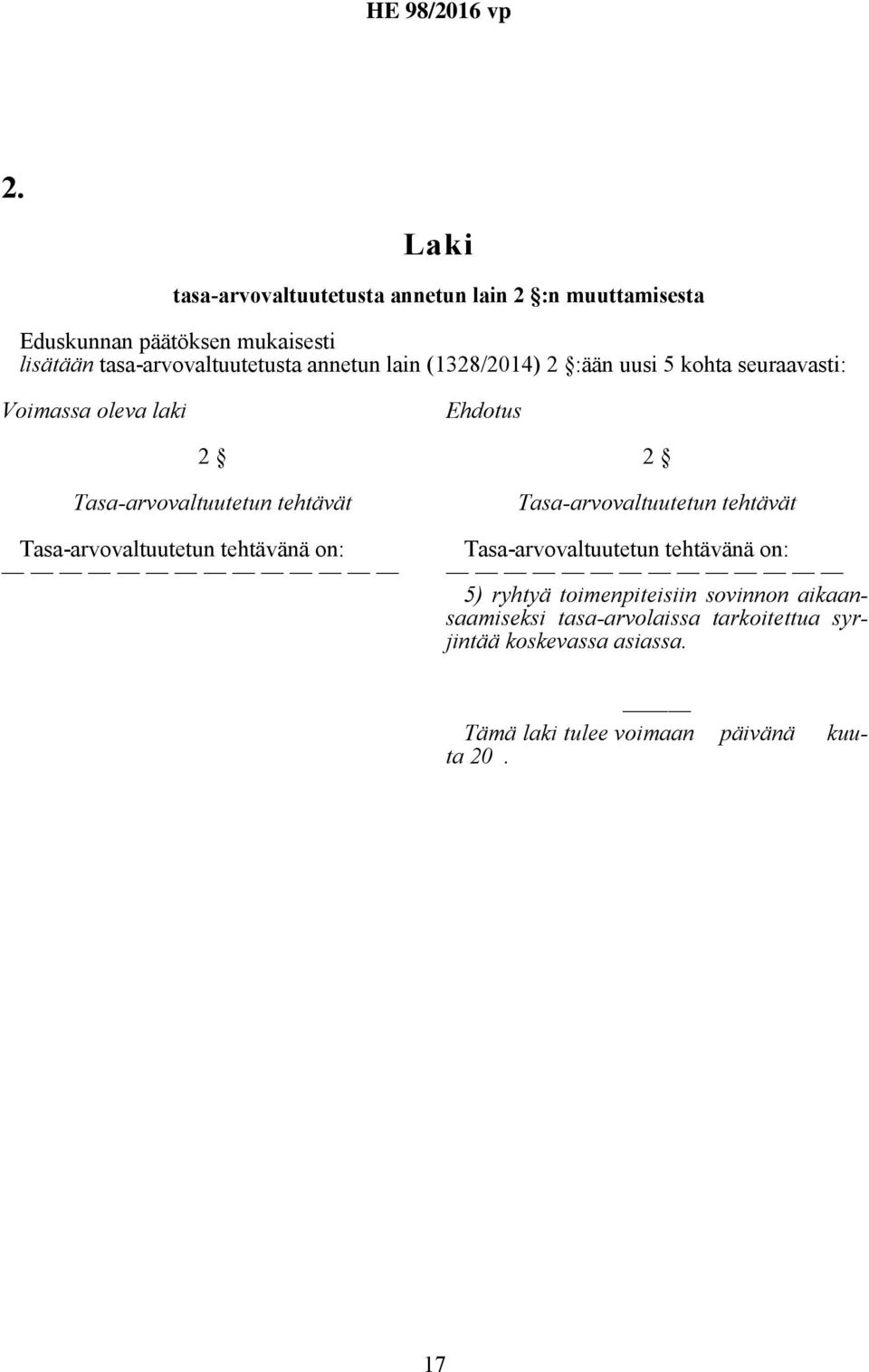 Tasa-arvovaltuutetun tehtävät Tasa-arvovaltuutetun tehtävänä on: 2 Tasa-arvovaltuutetun tehtävät Tasa-arvovaltuutetun