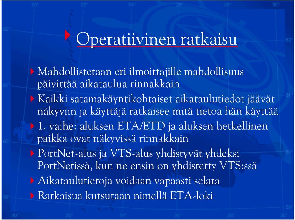 vaihe: aluksen ETA/ETD ja aluksen hetkellinen paikka ovat näkyvissä rinnakkain PortNet-alus ja VTS-alus yhdistyvät