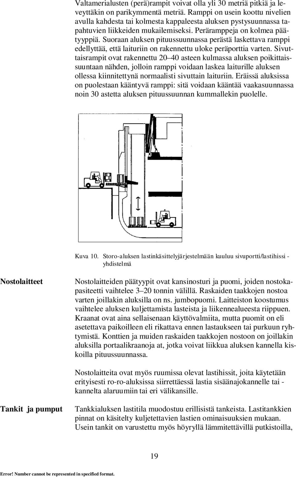 Suoraan aluksen pituussuunnassa perästä laskettava ramppi edellyttää, että laituriin on rakennettu uloke peräporttia varten.