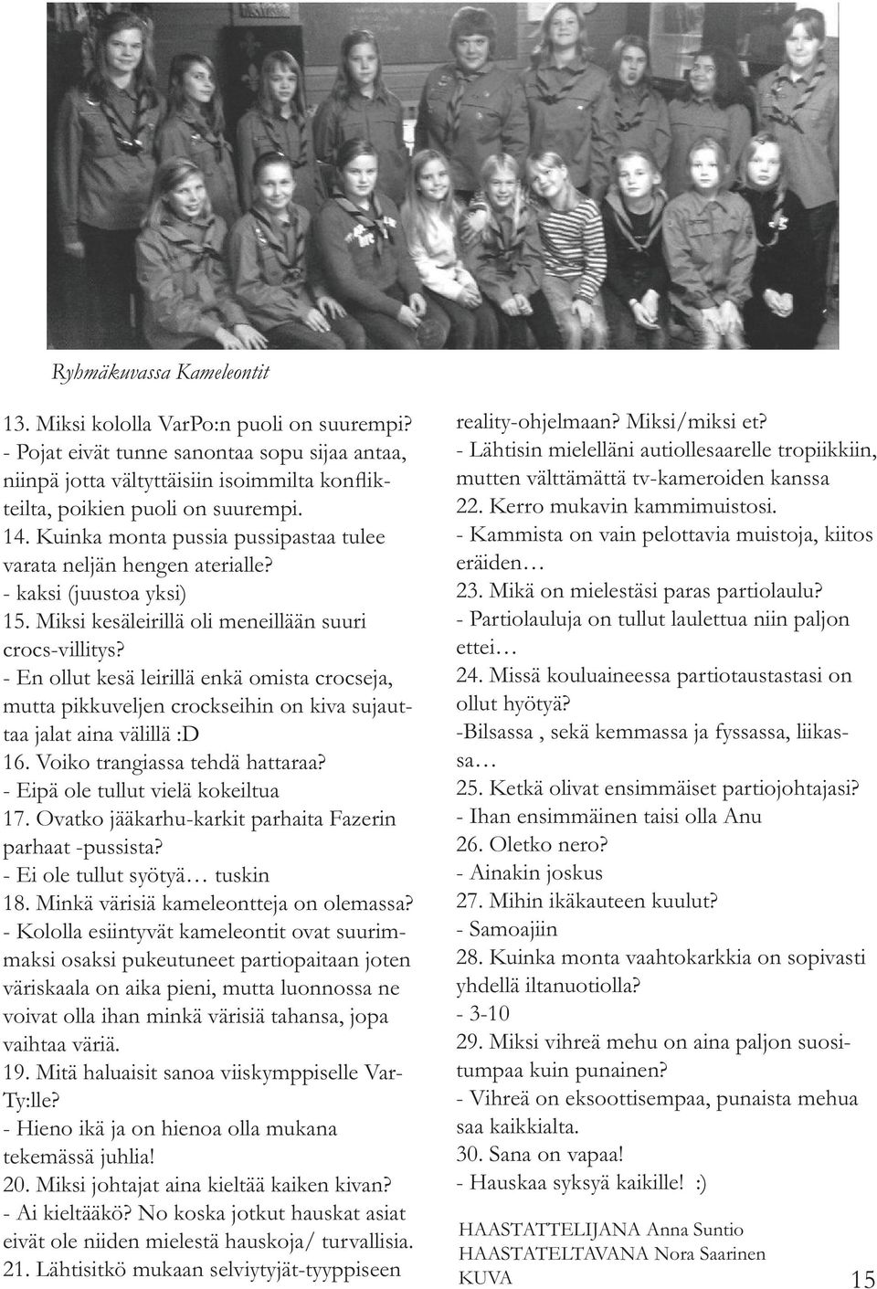 - En ollut kesä leirillä enkä omista crocseja, mutta pikkuveljen crockseihin on kiva sujauttaa jalat aina välillä :D 16. Voiko trangiassa tehdä hattaraa? - Eipä ole tullut vielä kokeiltua 17.