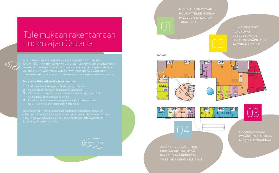 asiakastyytyväisyyden varmistavat asiakkaille läheinen tarjooma, hyvä palvelu ja liikkeiden yhtenäinen asiakaslupaus. Ostarin liikevalikoiman tavoitteet 1.