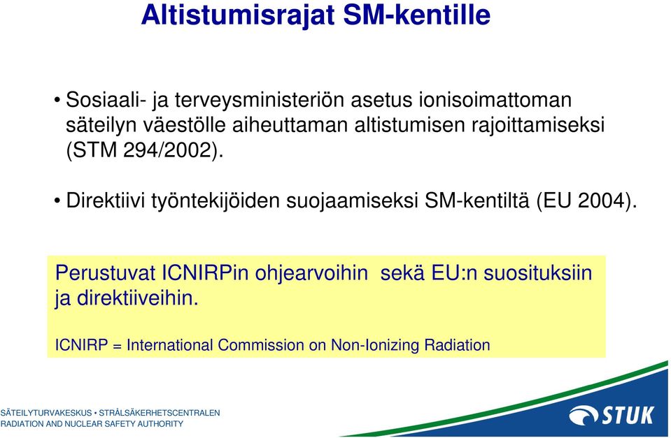 Direktiivi työntekijöiden suojaamiseksi SM-kentiltä (EU 2004).