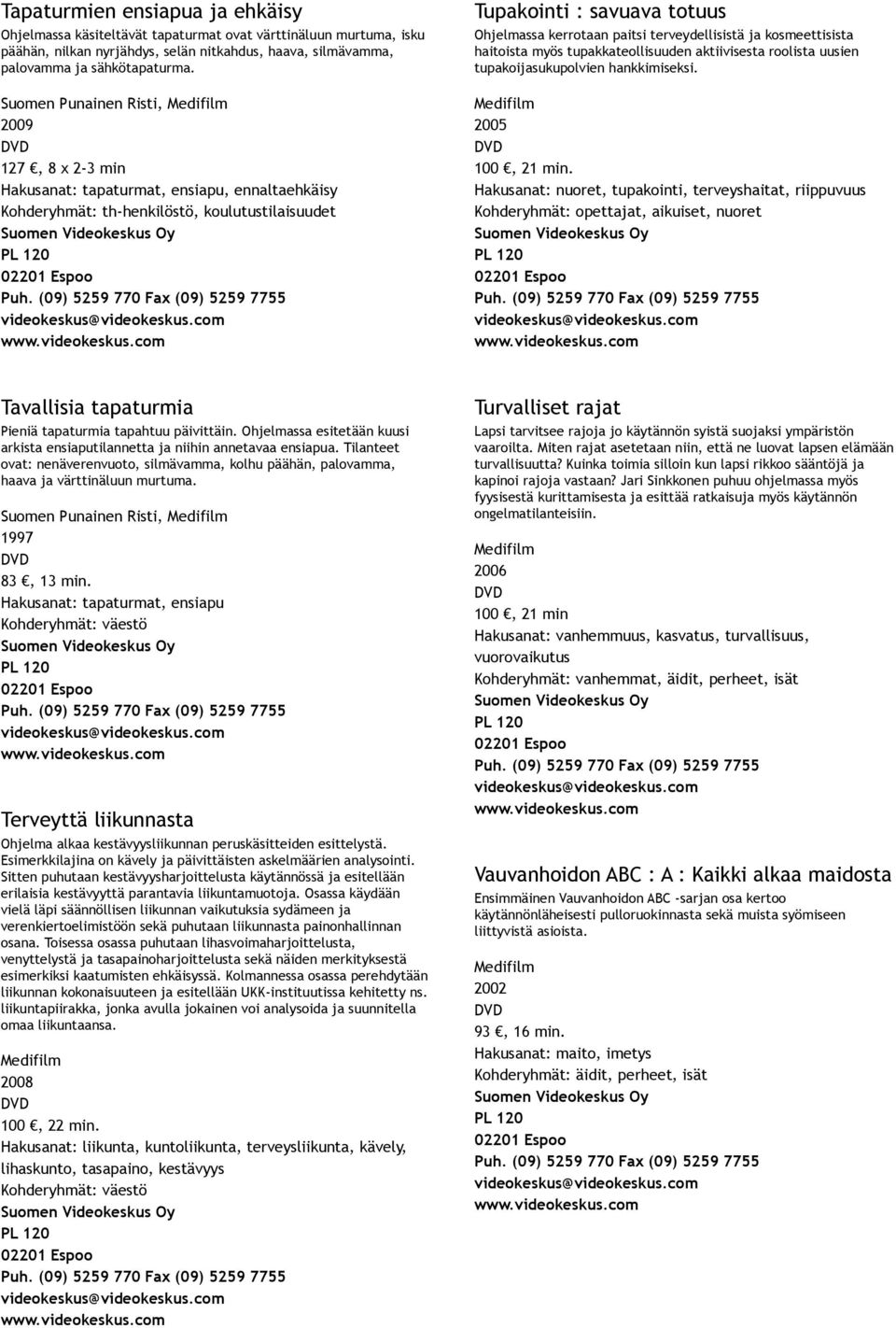 terveydellisistä ja kosmeettisista haitoista myös tupakkateollisuuden aktiivisesta roolista uusien tupakoijasukupolvien hankkimiseksi. 2005 100, 21 min.