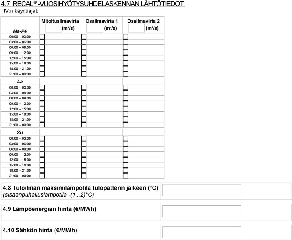 8 Tuloilman maksimilämpötila tulopatterin jälkeen ( C)